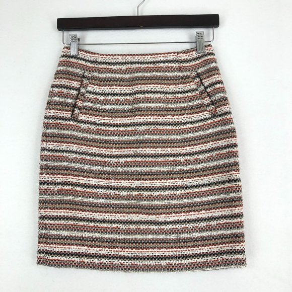 Halogen Women's Size 2P Multi-Color Metallic Striped Tweed Straight Pencil Skirt - Picture 1 of 12